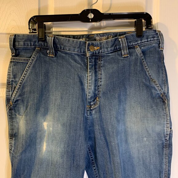 Carhartt Men's Rugged Flex Relaxed Fit Jeans Size 36 x 30 Blue Faded Worn In - Picture 3 of 10